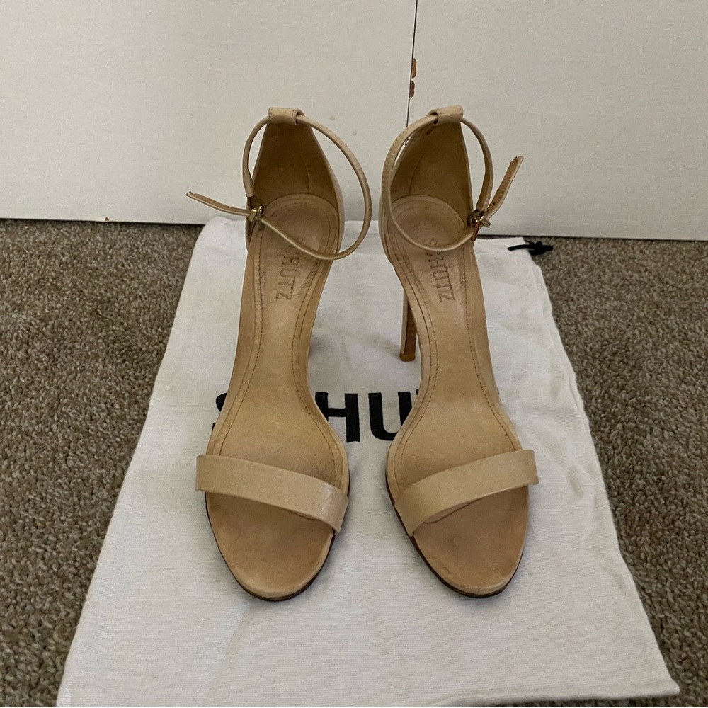 Schutz  Ankle Strap High-Heel Sandals Lightwood Sz. 7